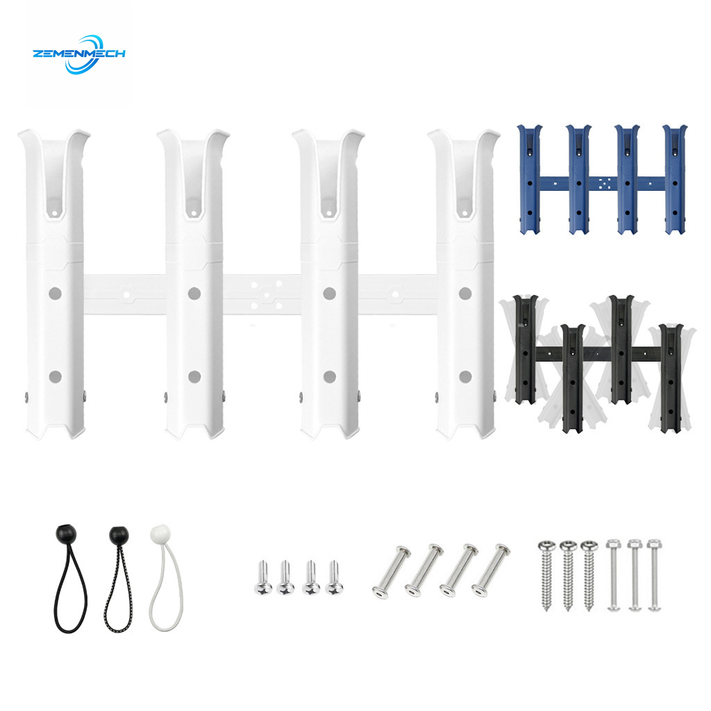 Fishing Kayak Rod Holder - ที่วางคันเบ็ดตกปลาแบบปรับได้สี่เสา ทำจากพลาสติก สำหรับติดตั้งข้างเรือ คายัค กล่องเก็บความเย็น หรือรถพ่วง